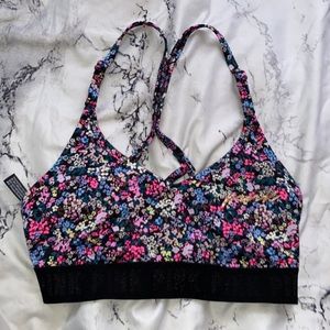 Pink floral sports bra